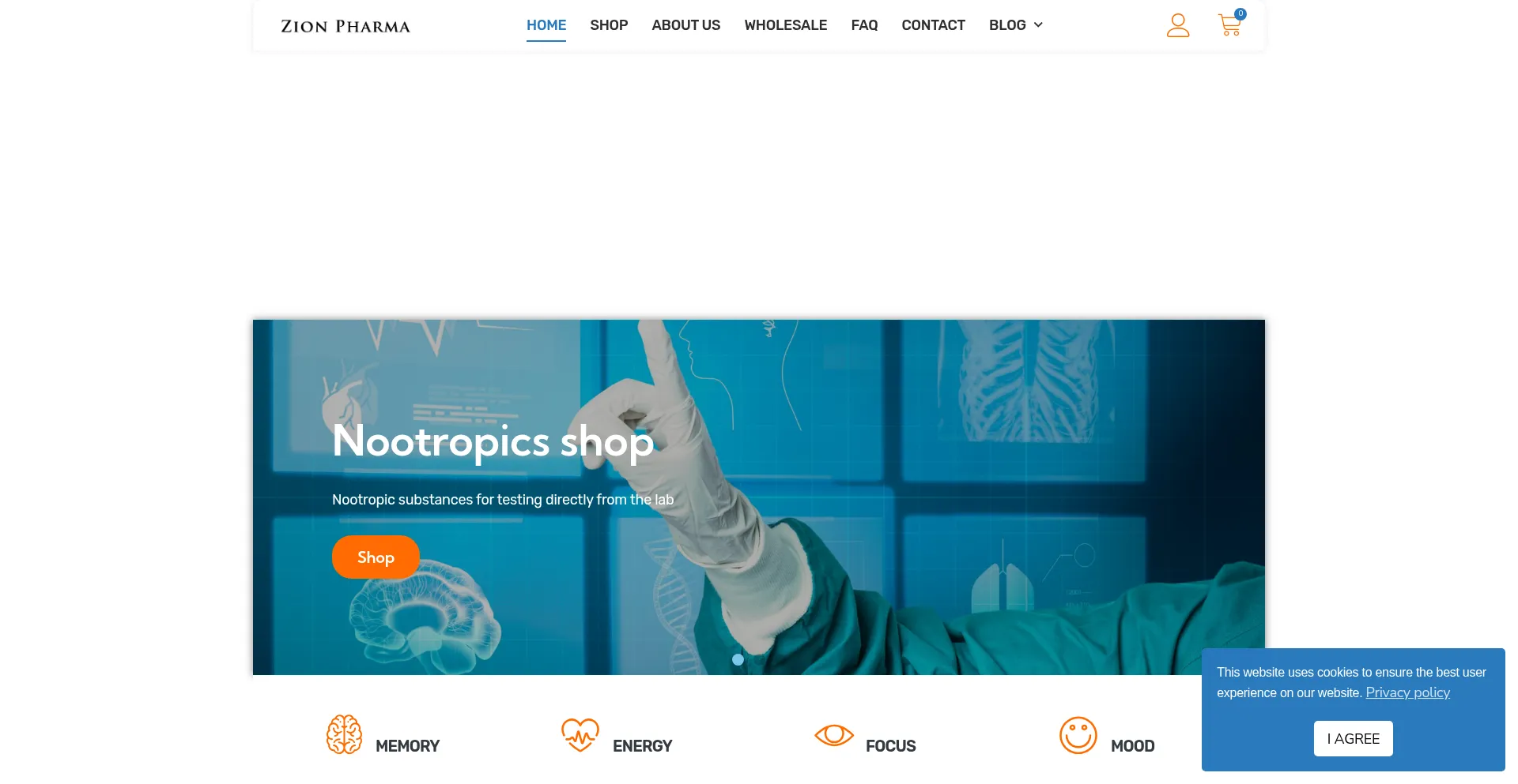Website screenshot of Aniracetam.eu