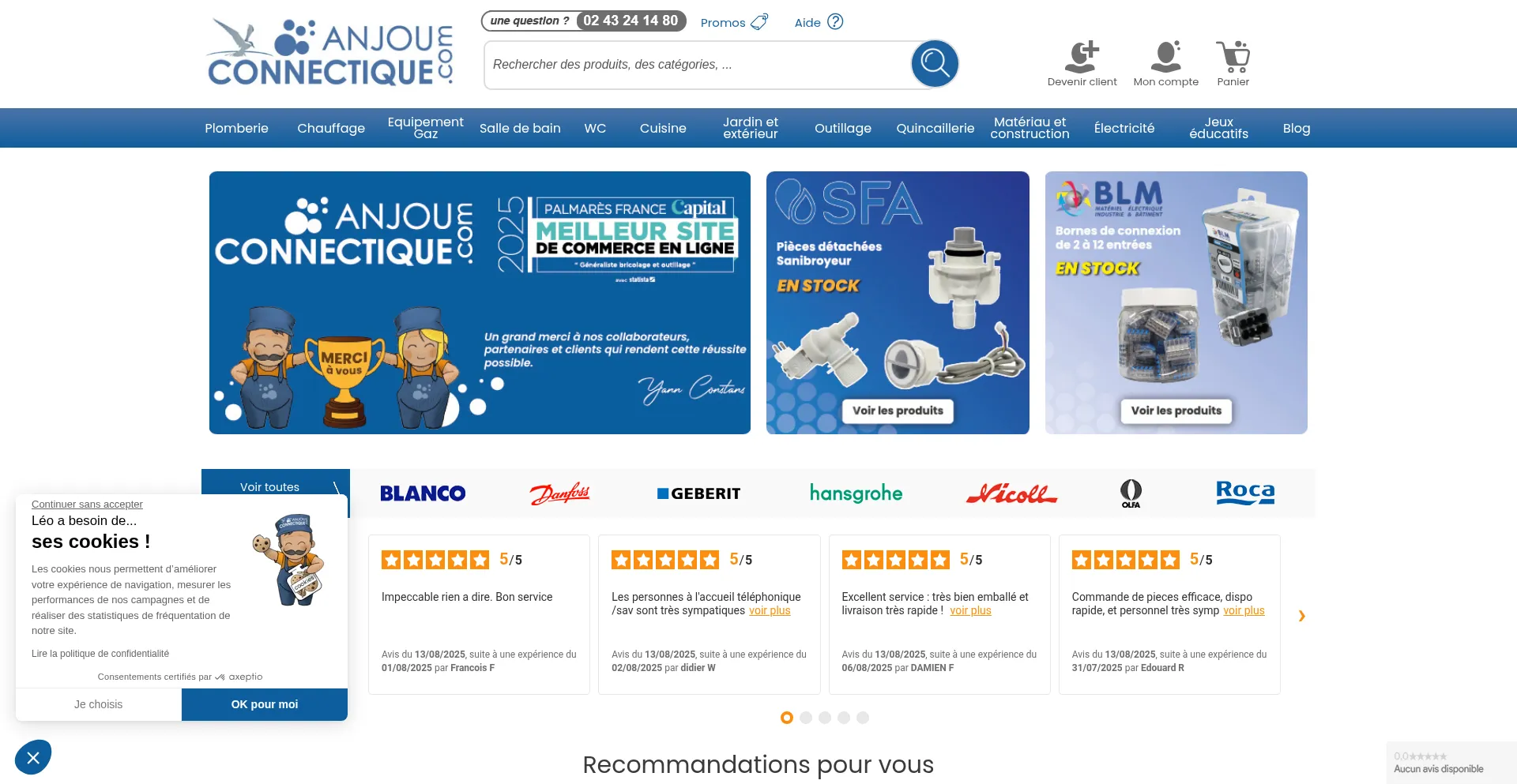 Website screenshot of Anjou-connectique.com