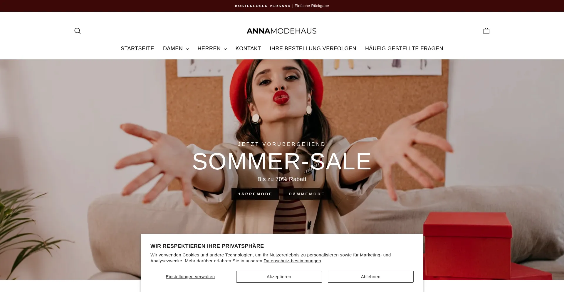 Website screenshot of Annamodehaus.ch