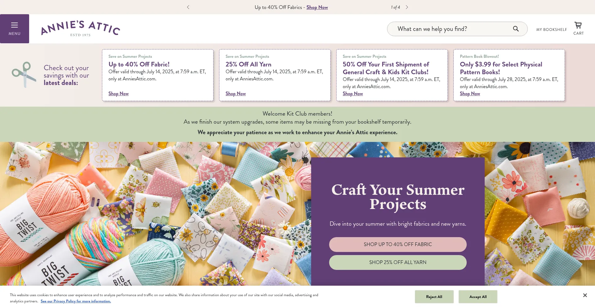 Website screenshot of Anniesattic.com