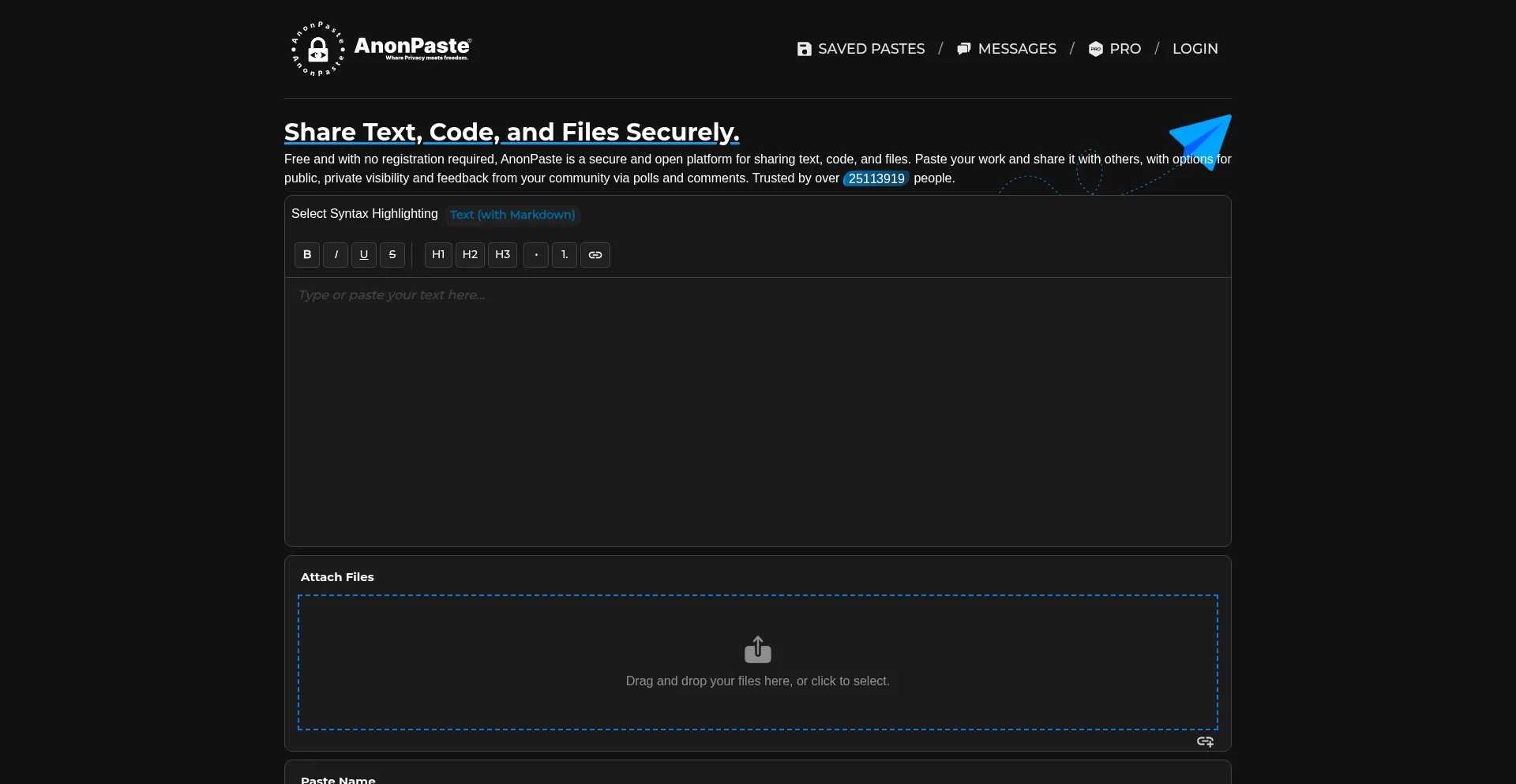 Anonpaste.com Screenshot