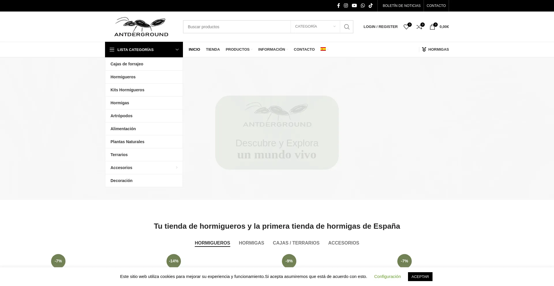 Website screenshot of Antderground.com