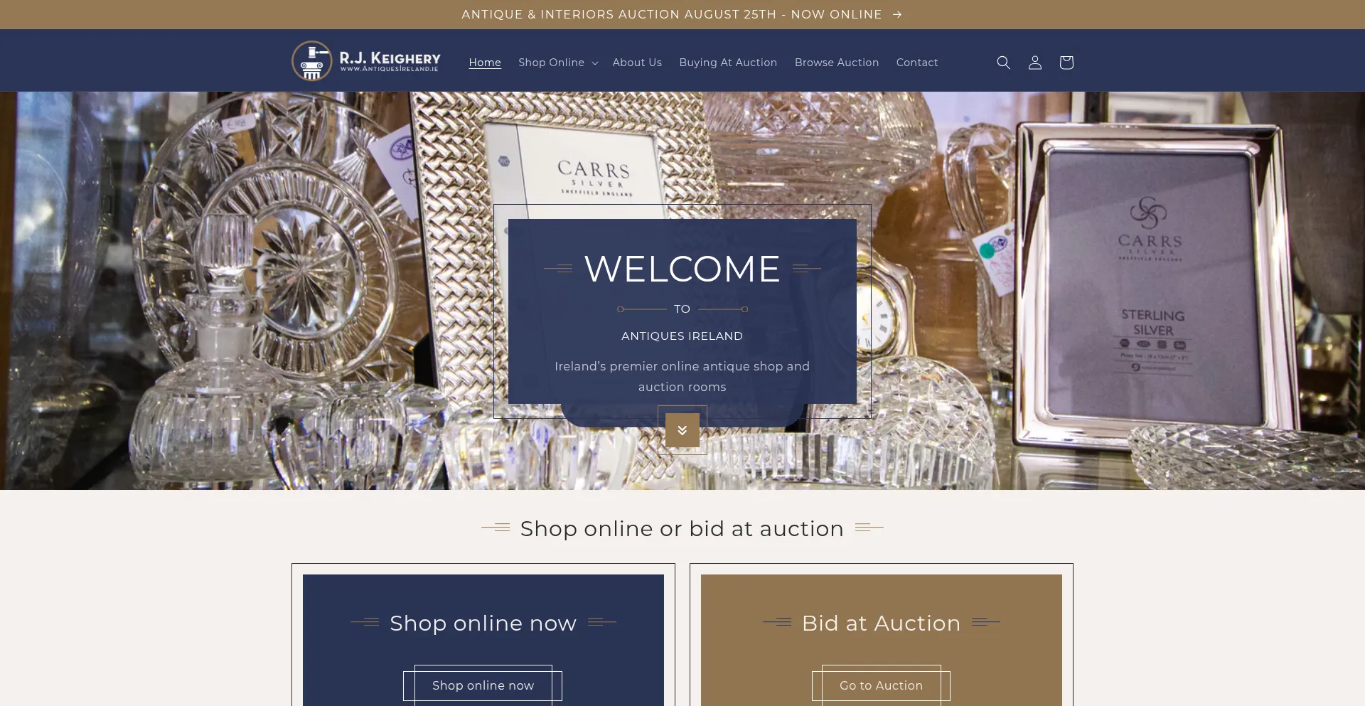 Website screenshot of Antiquesireland.ie