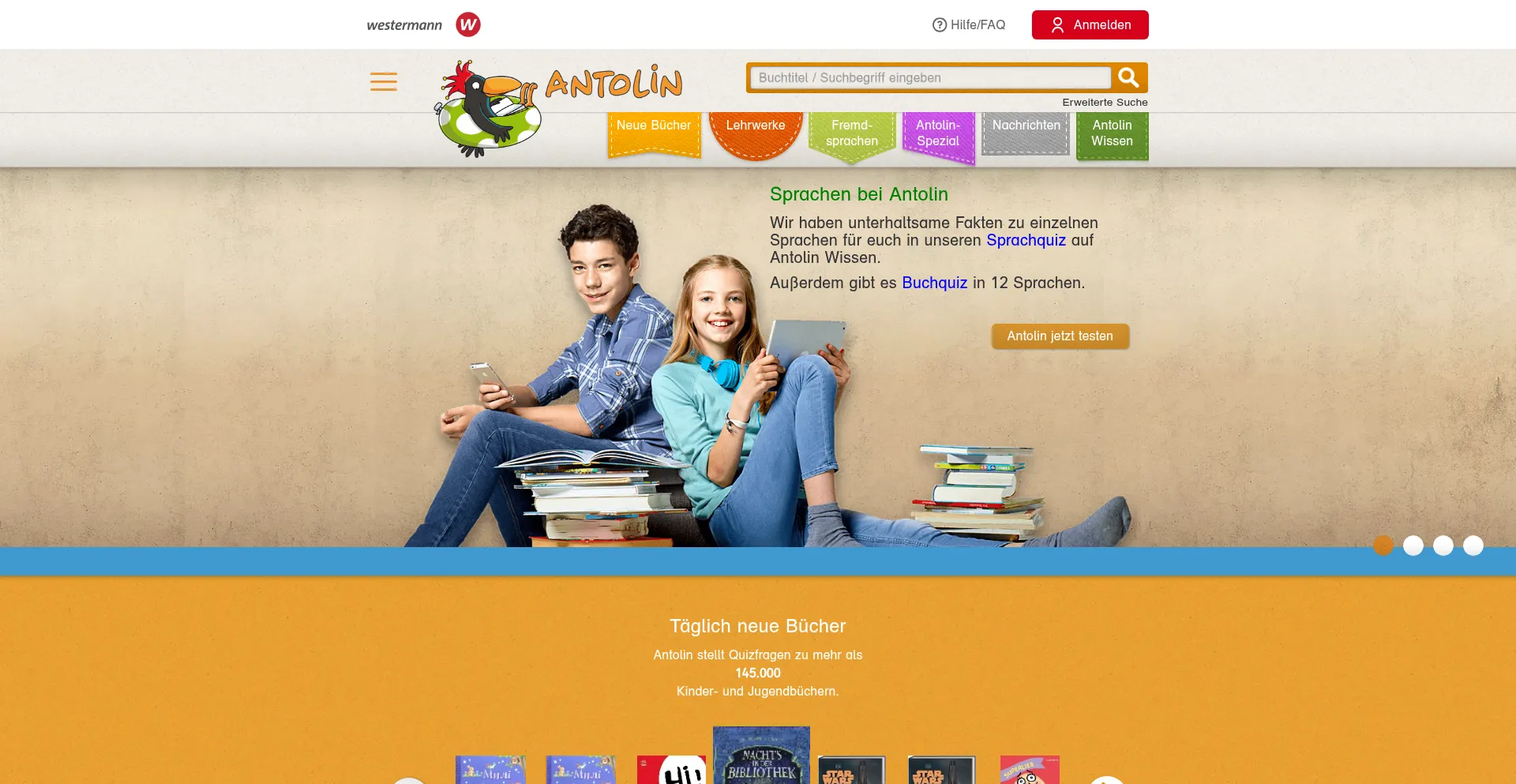 Website screenshot of Antolin.de