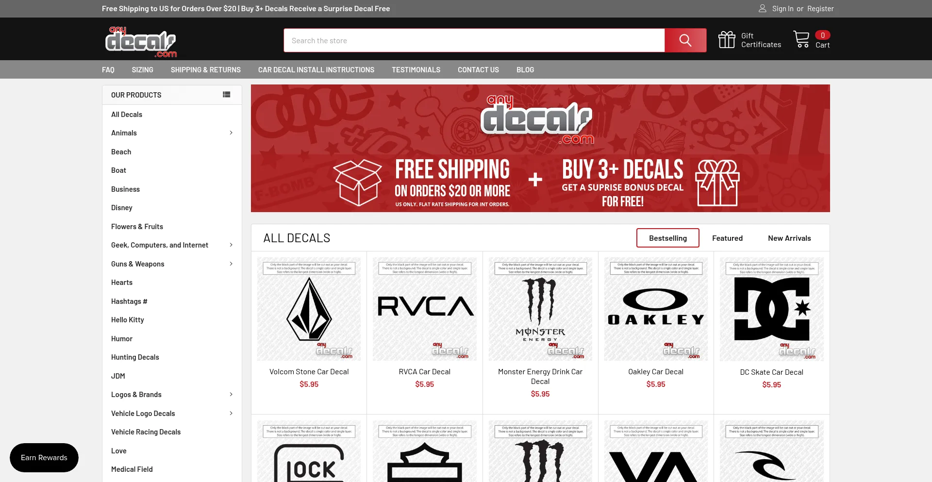 Anydecals.com Screenshot