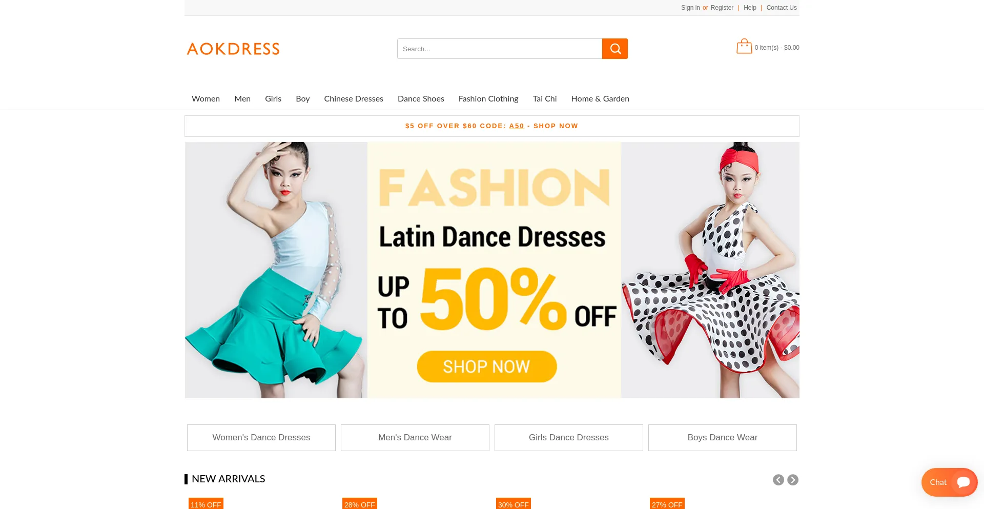 Website screenshot of Aokdress.com