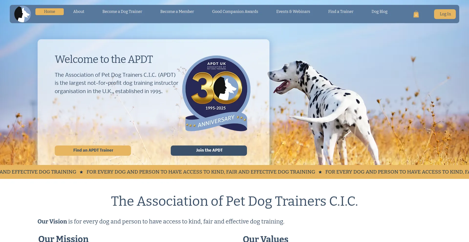 Website screenshot of Apdt.co.uk