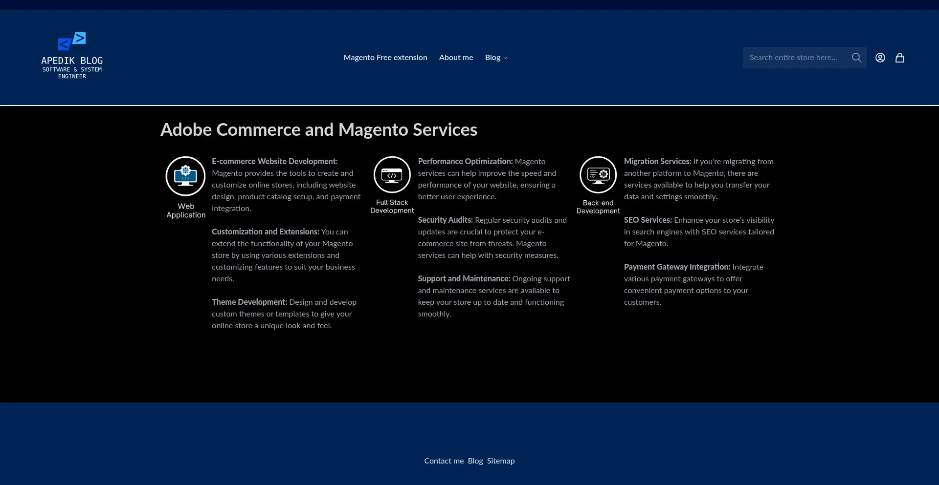 Website screenshot of Apedik.dev