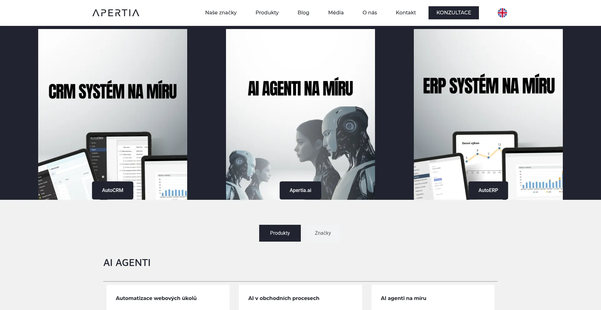 Website screenshot of Apertia.cz