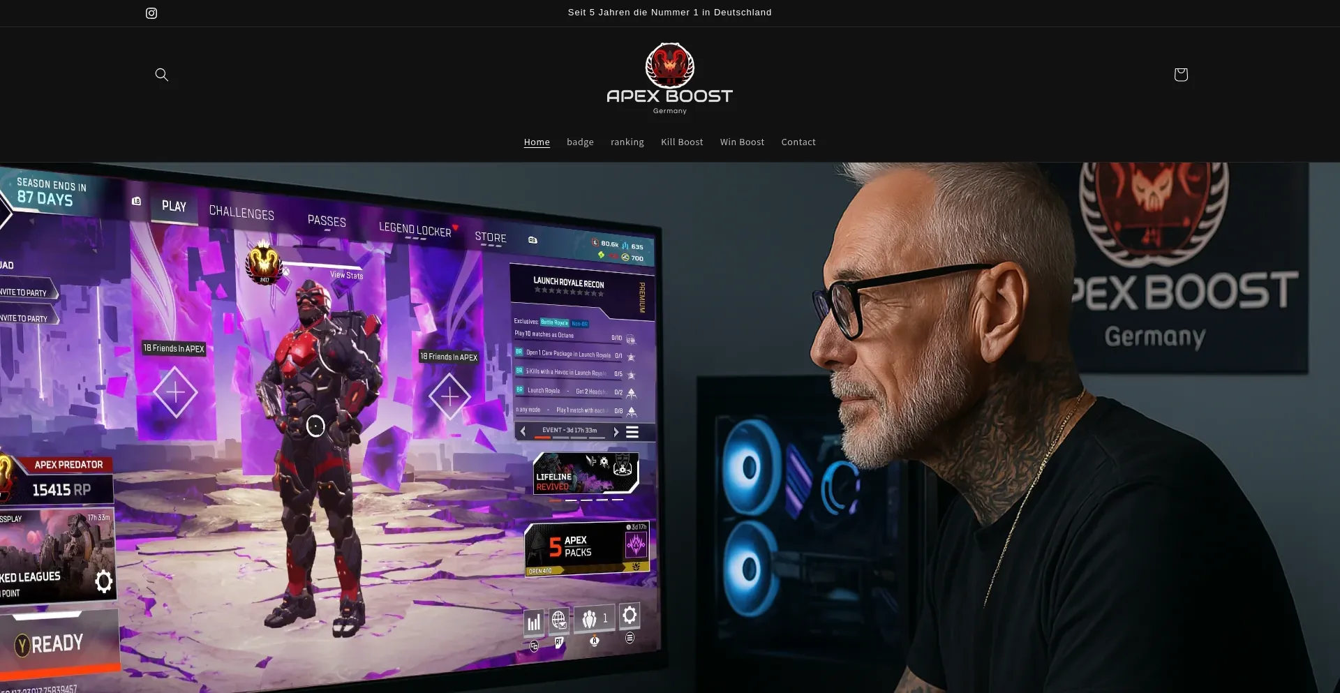 Website screenshot of Apex-boost.de