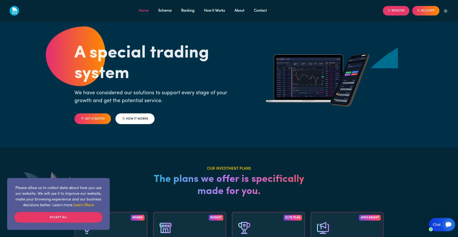 Website screenshot of Apexchangecorp.com