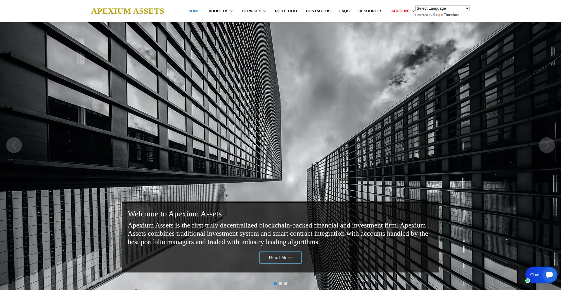 Website screenshot of Apexiumassets.com