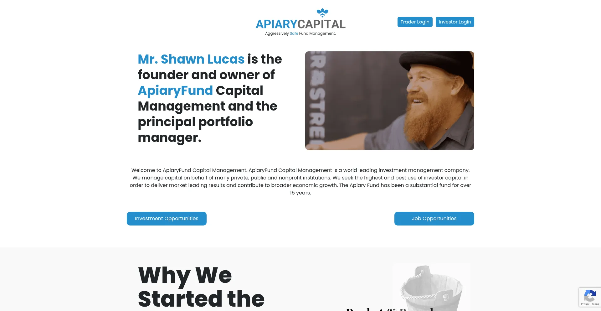 Website screenshot of Apiaryfund.com