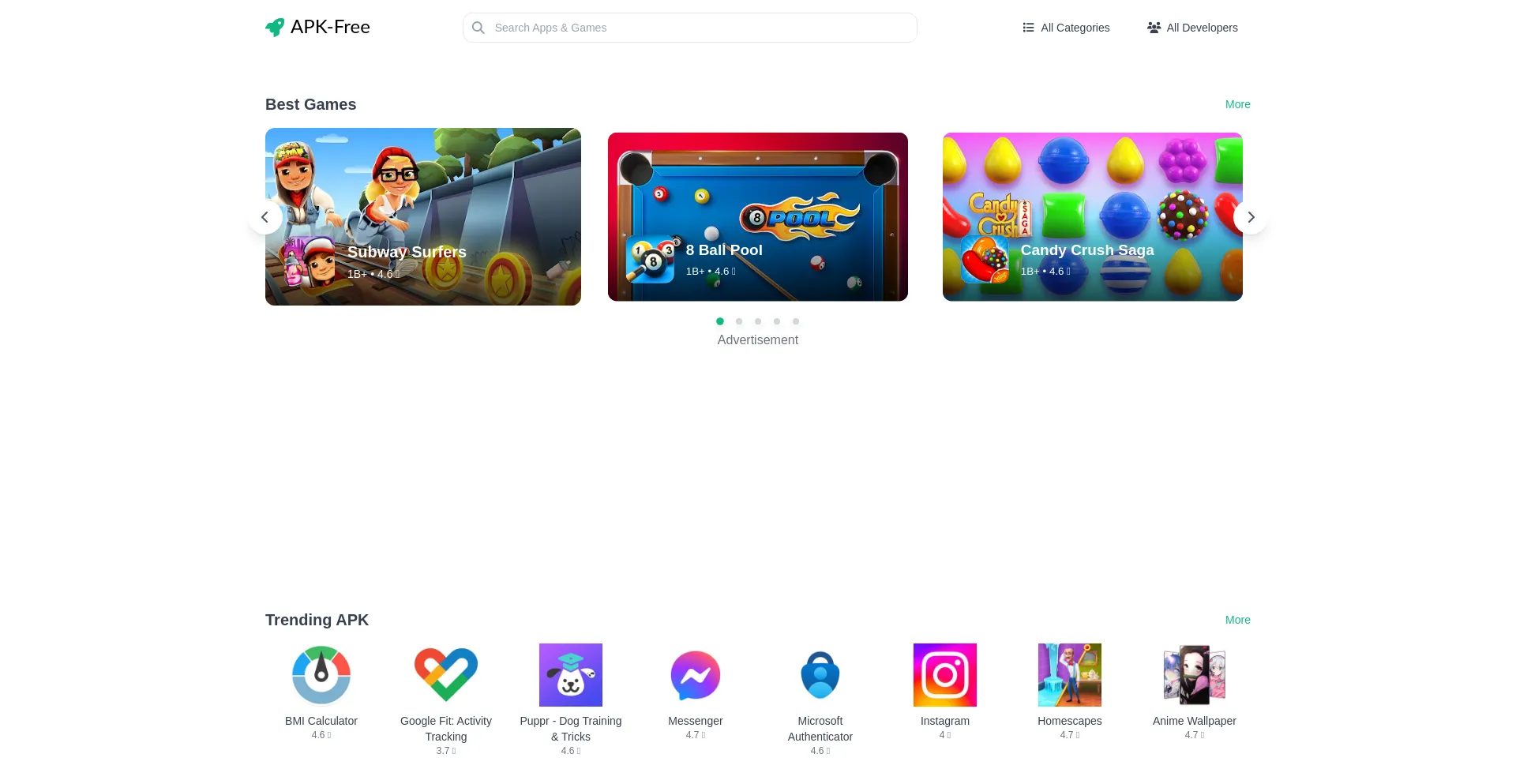 Website screenshot of Apk-free.com