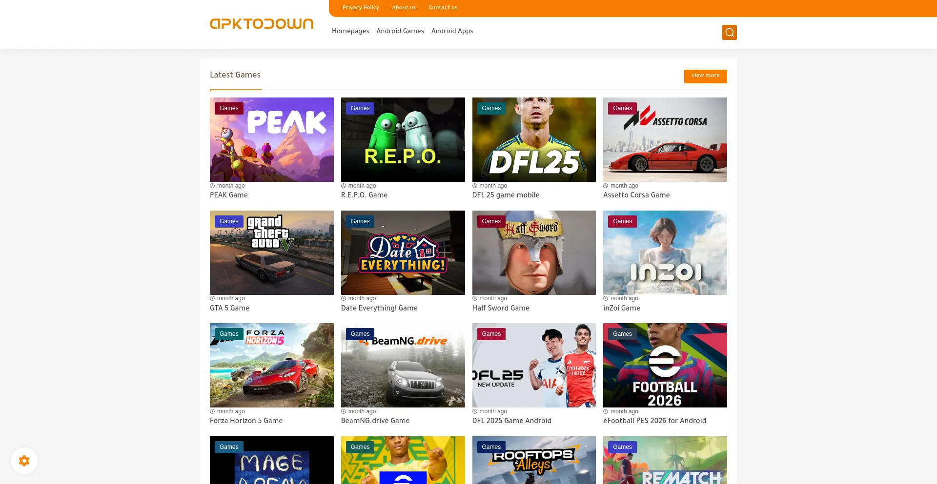 Website screenshot of Apktodown.com