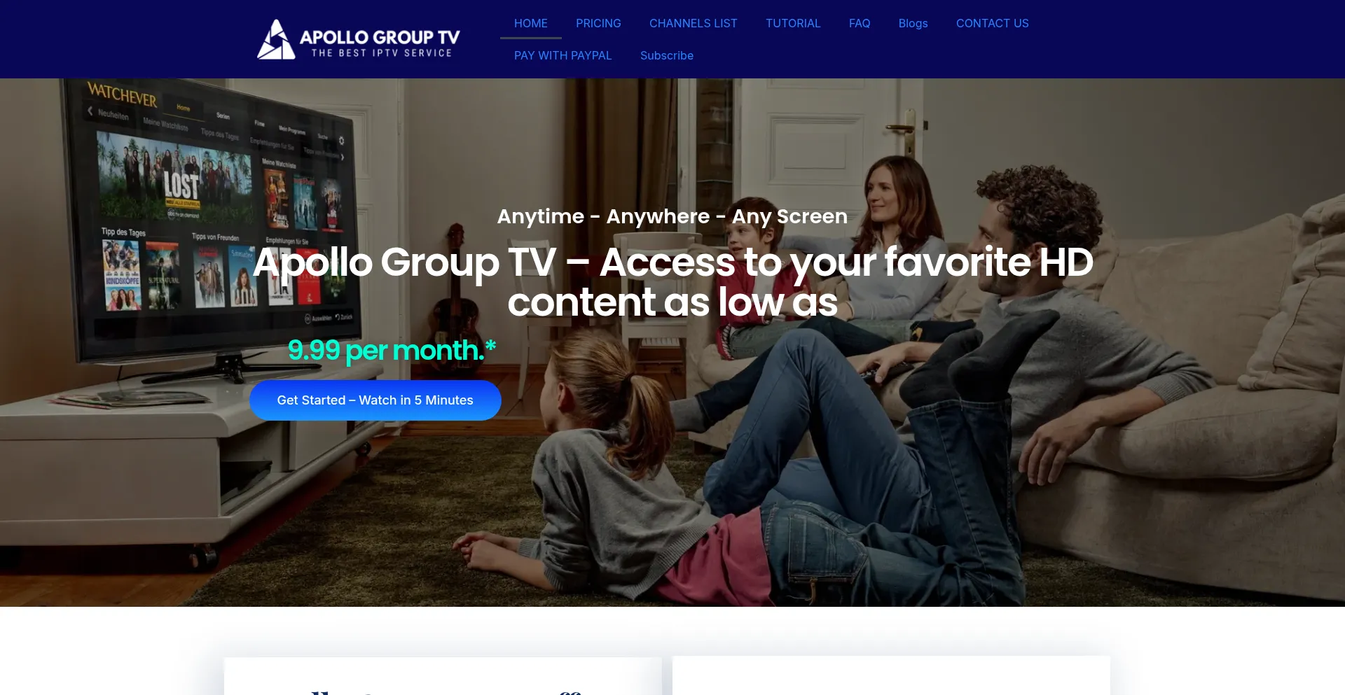 Website screenshot of Apollogrouptvhd.tv