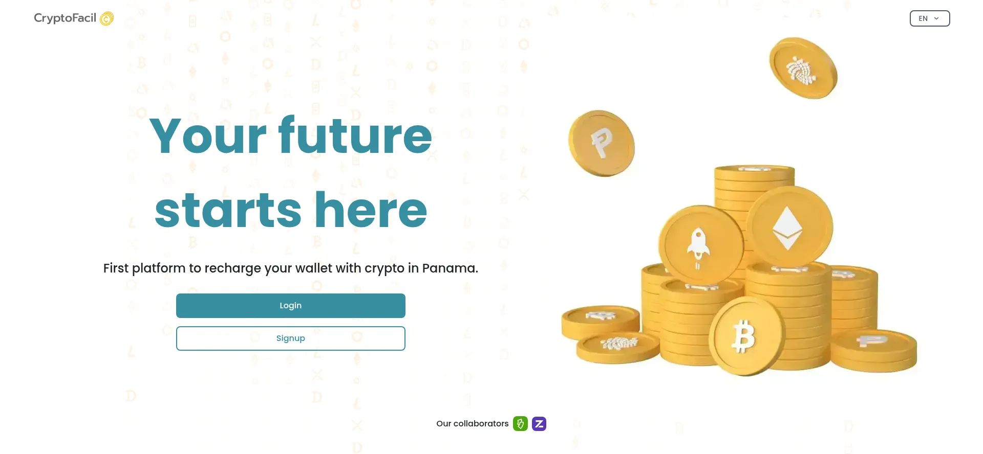 Website screenshot of App.cryptofacil.io