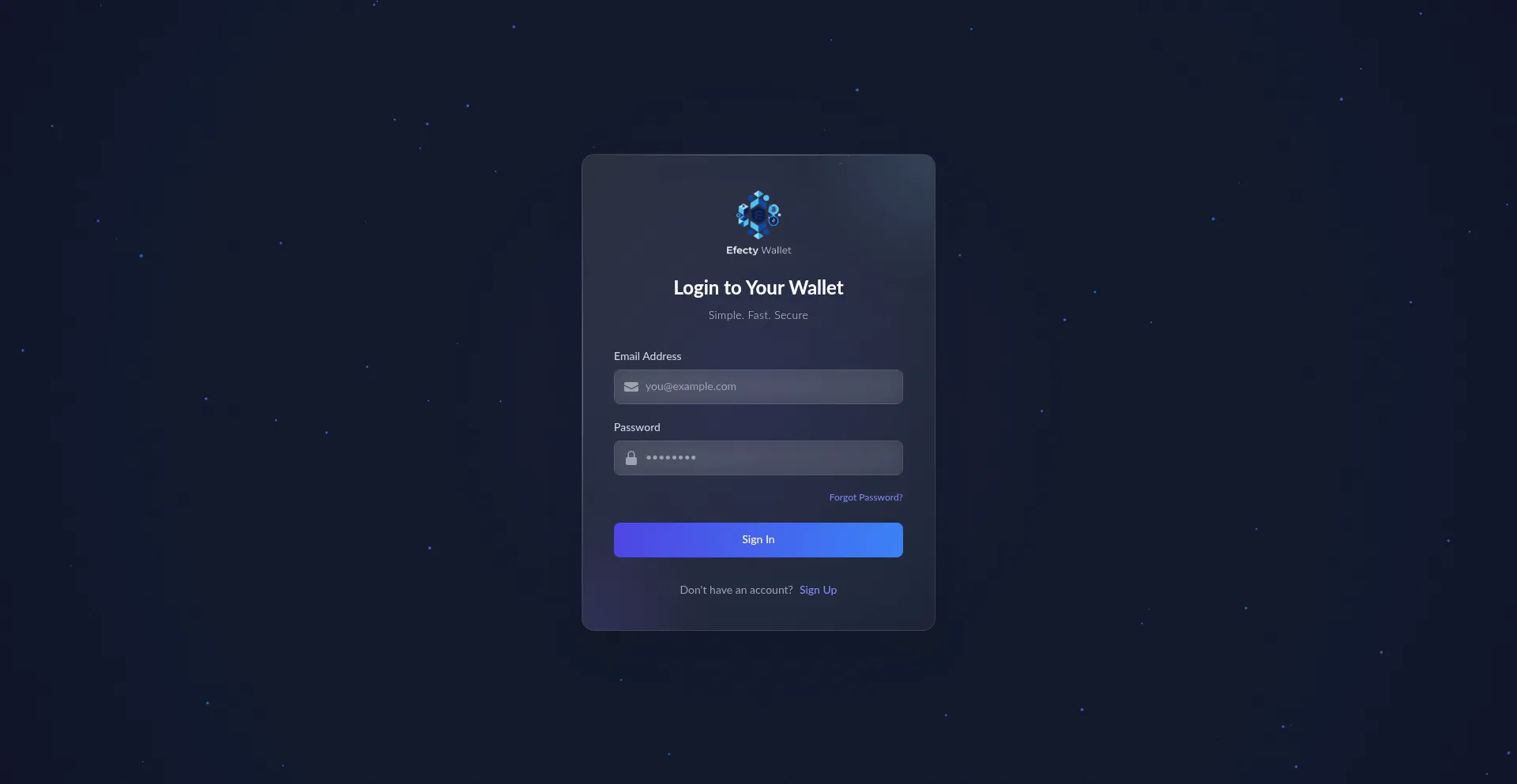 Website screenshot of App.efectywallet.com