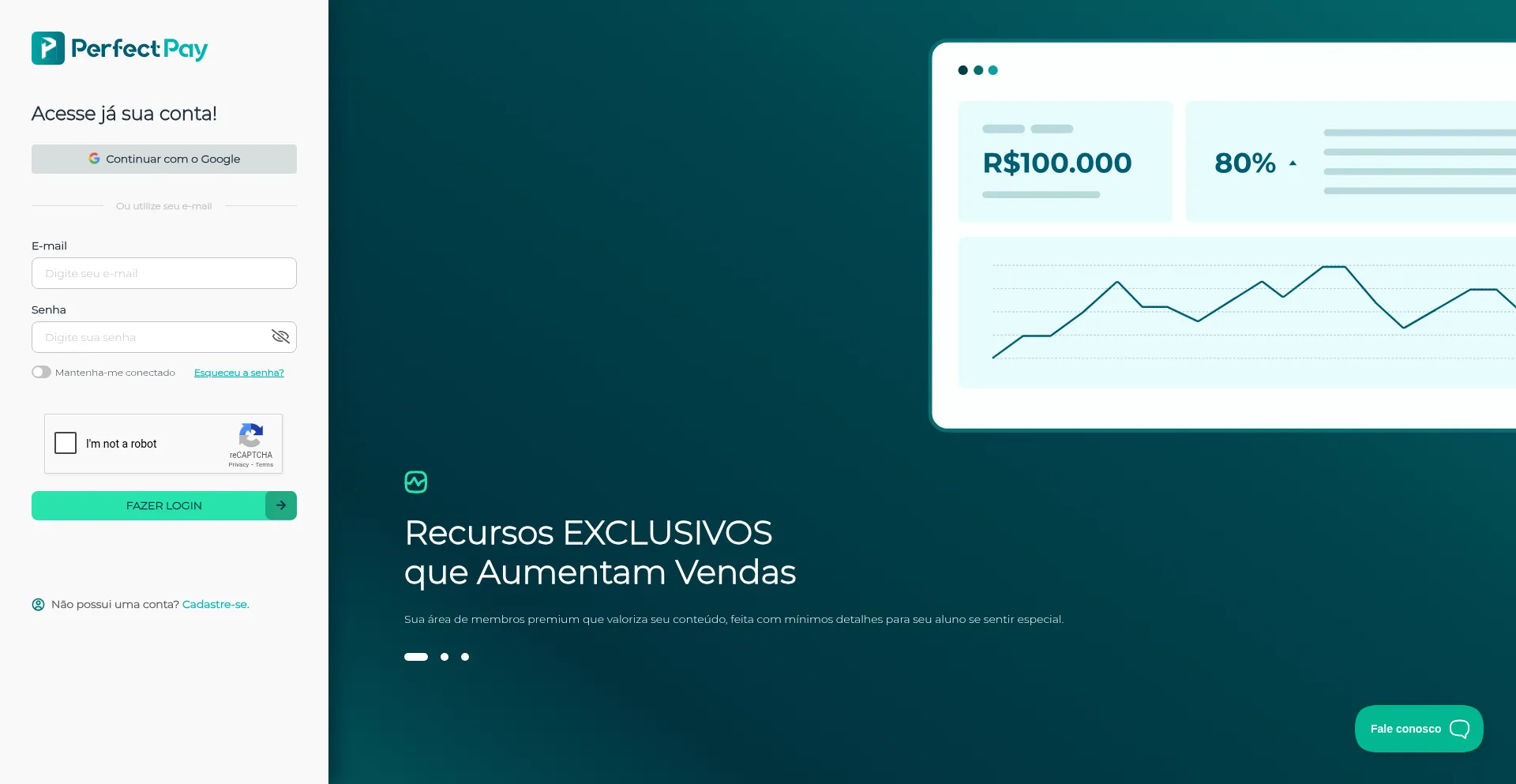 Website screenshot of App.perfectpay.com.br