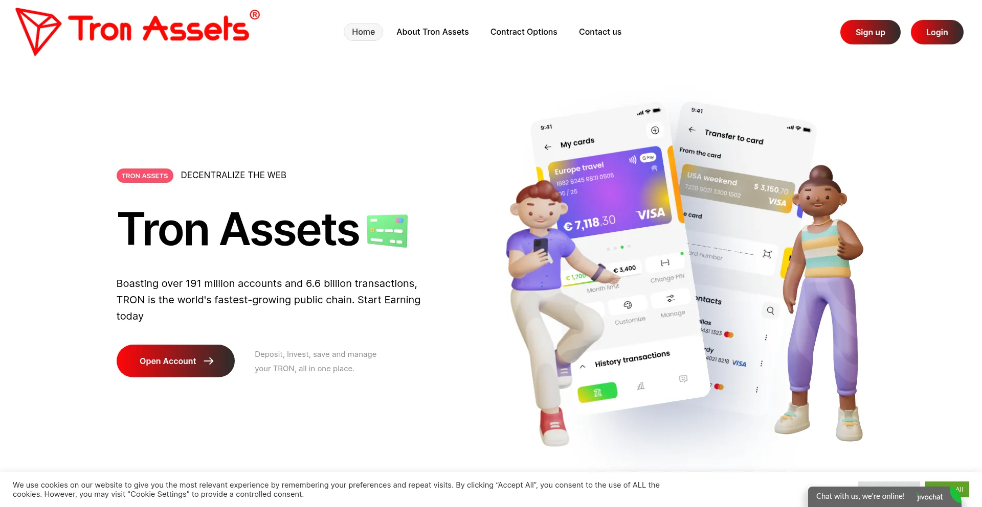 Website screenshot of App.tronassets.com