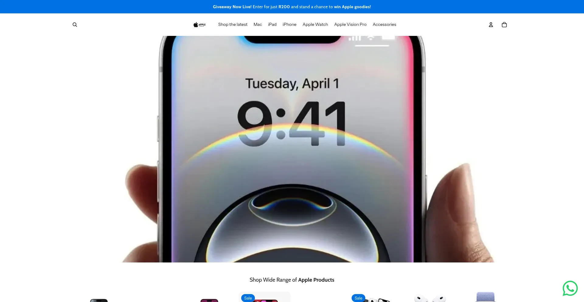 Website screenshot of Appleworld.co.za