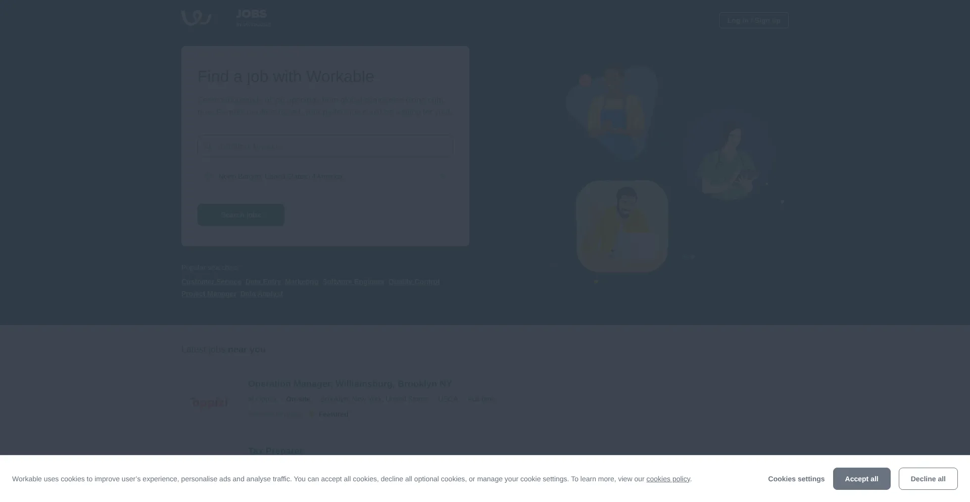 Website screenshot of Apply.workable.com