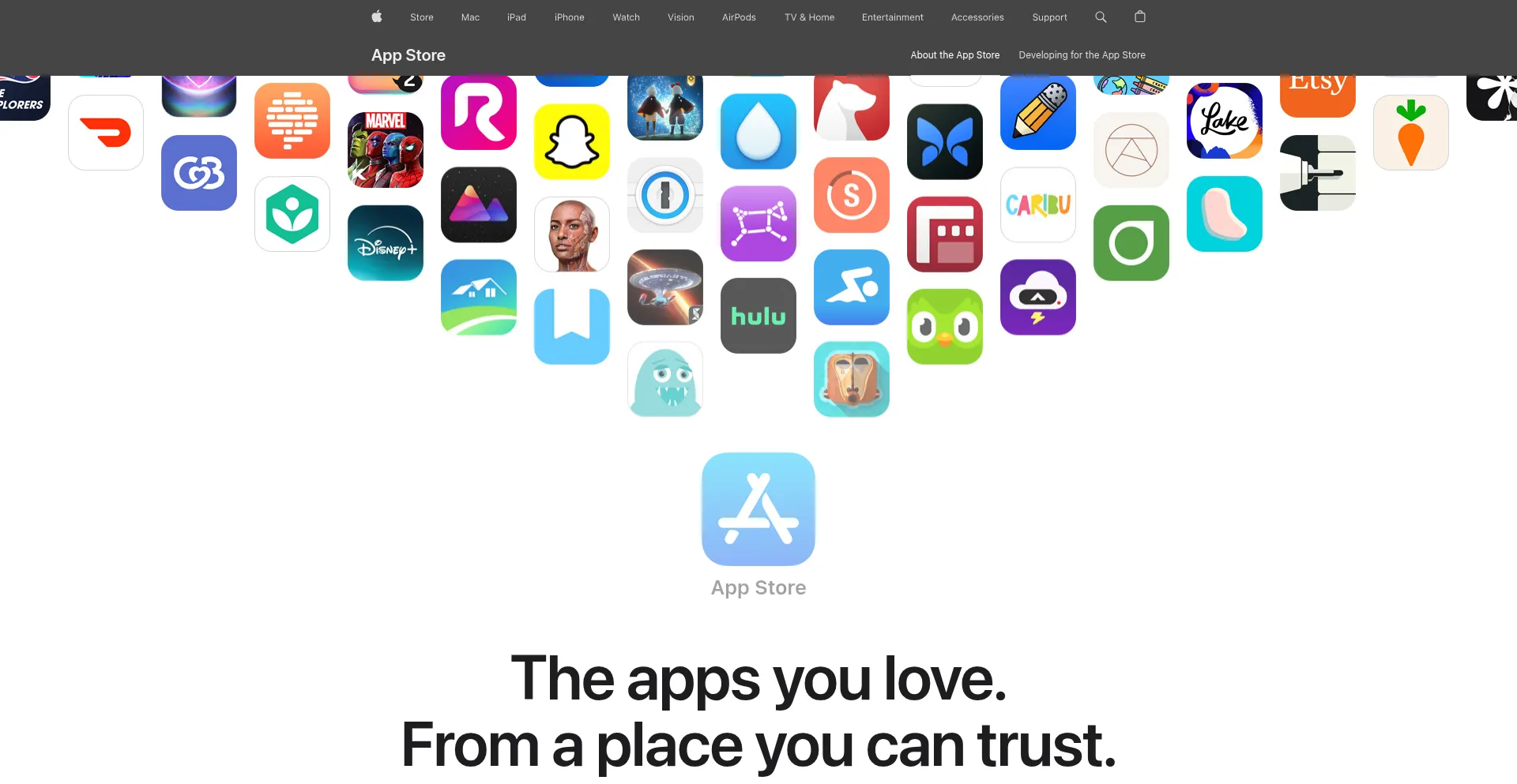 Website screenshot of Apps.apple.com