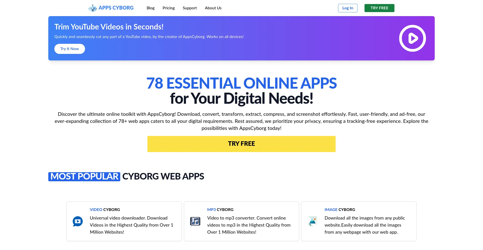 Website screenshot of Appscyborg.com