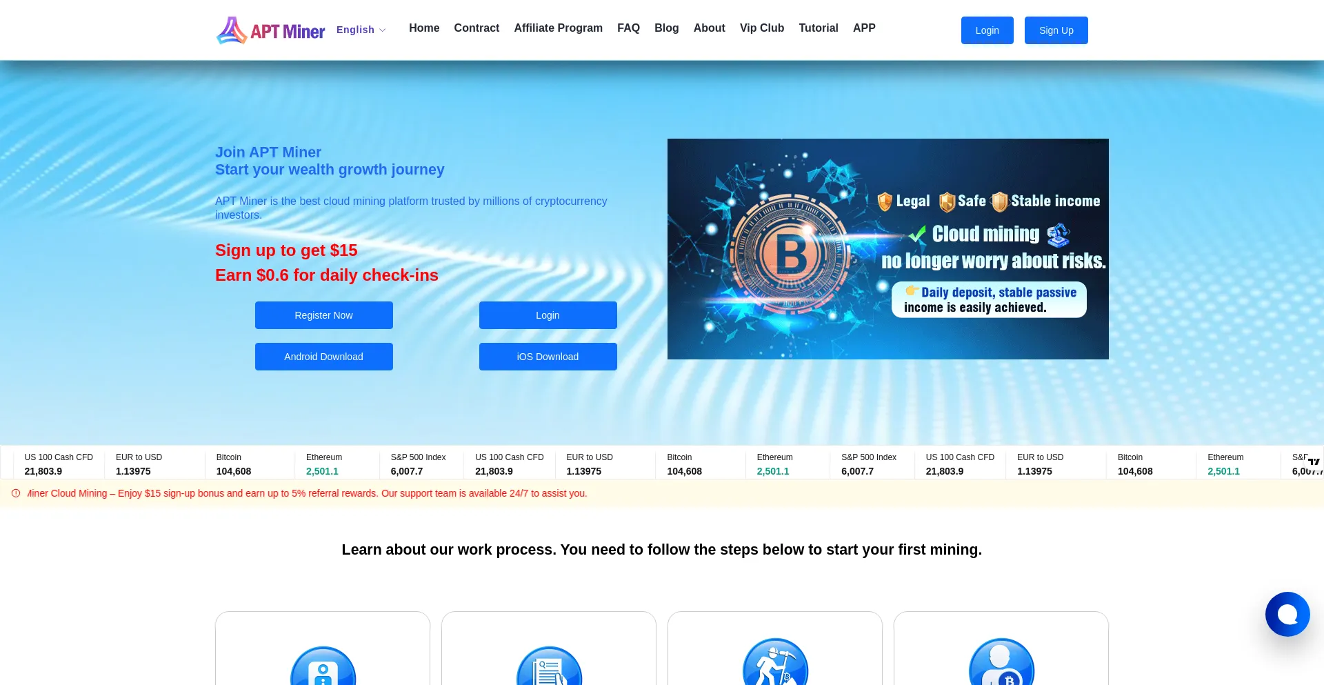 Website screenshot of Aptmining.com