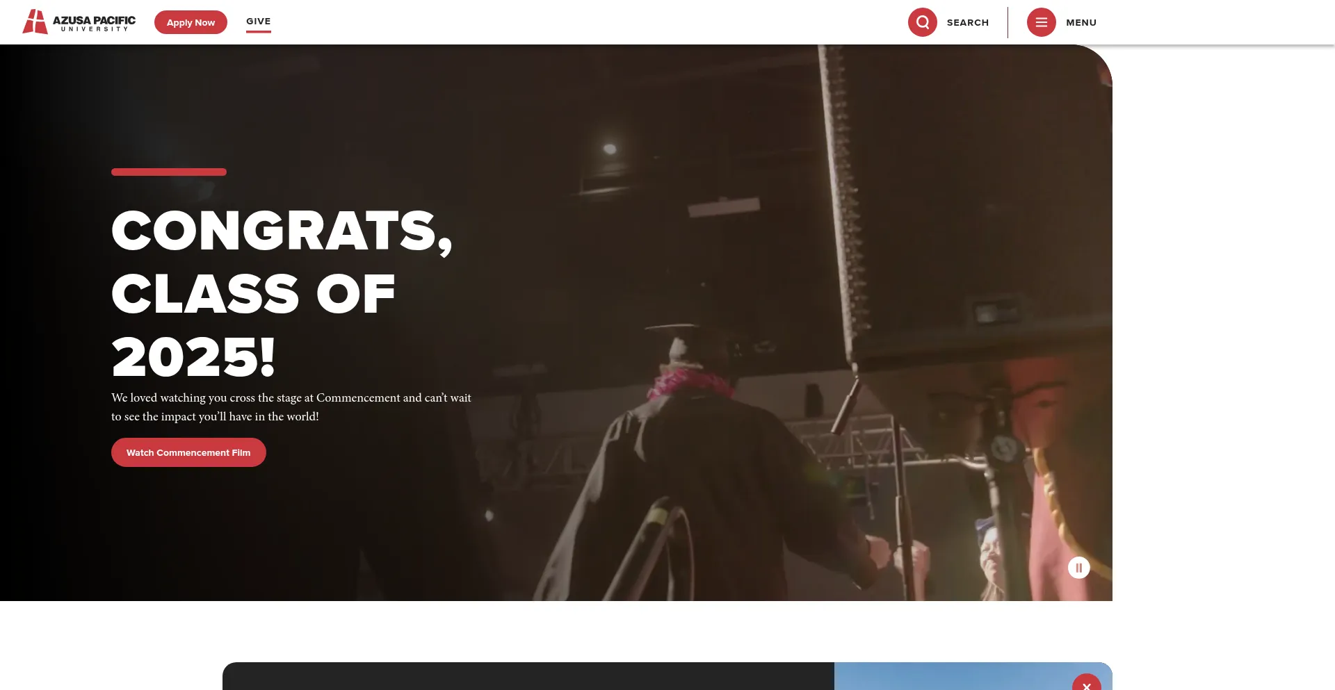 Website screenshot of Apu.edu
