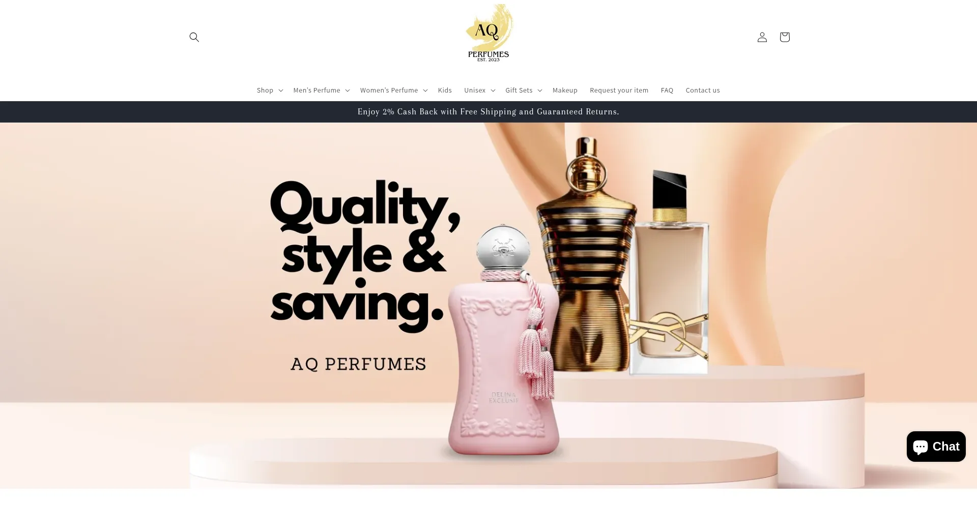 Website screenshot of Aqperfumes.com