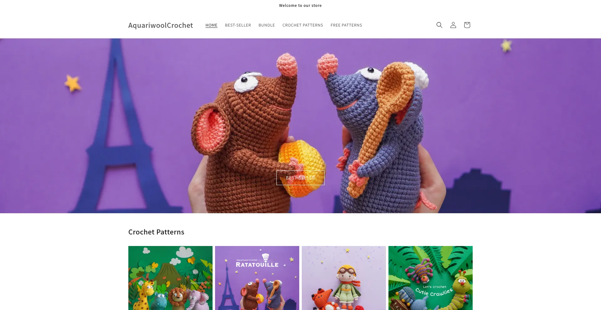 Website screenshot of Aquariwoolcrochet.com