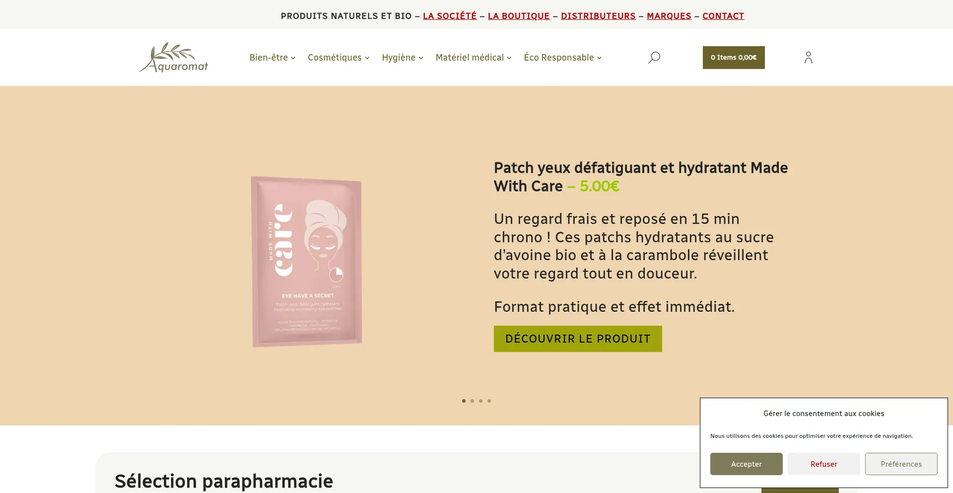 Website screenshot of Aquaromat.fr