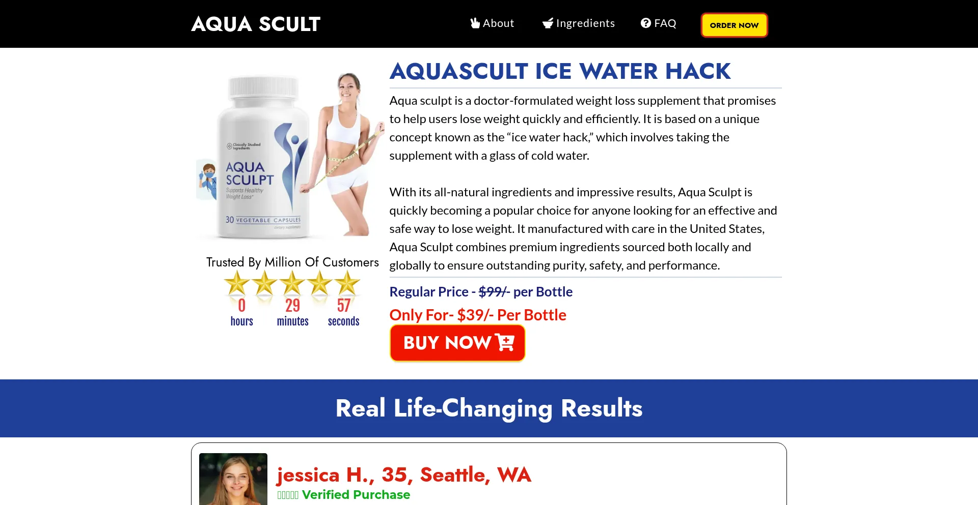 Website screenshot of Aquasculptshop.com