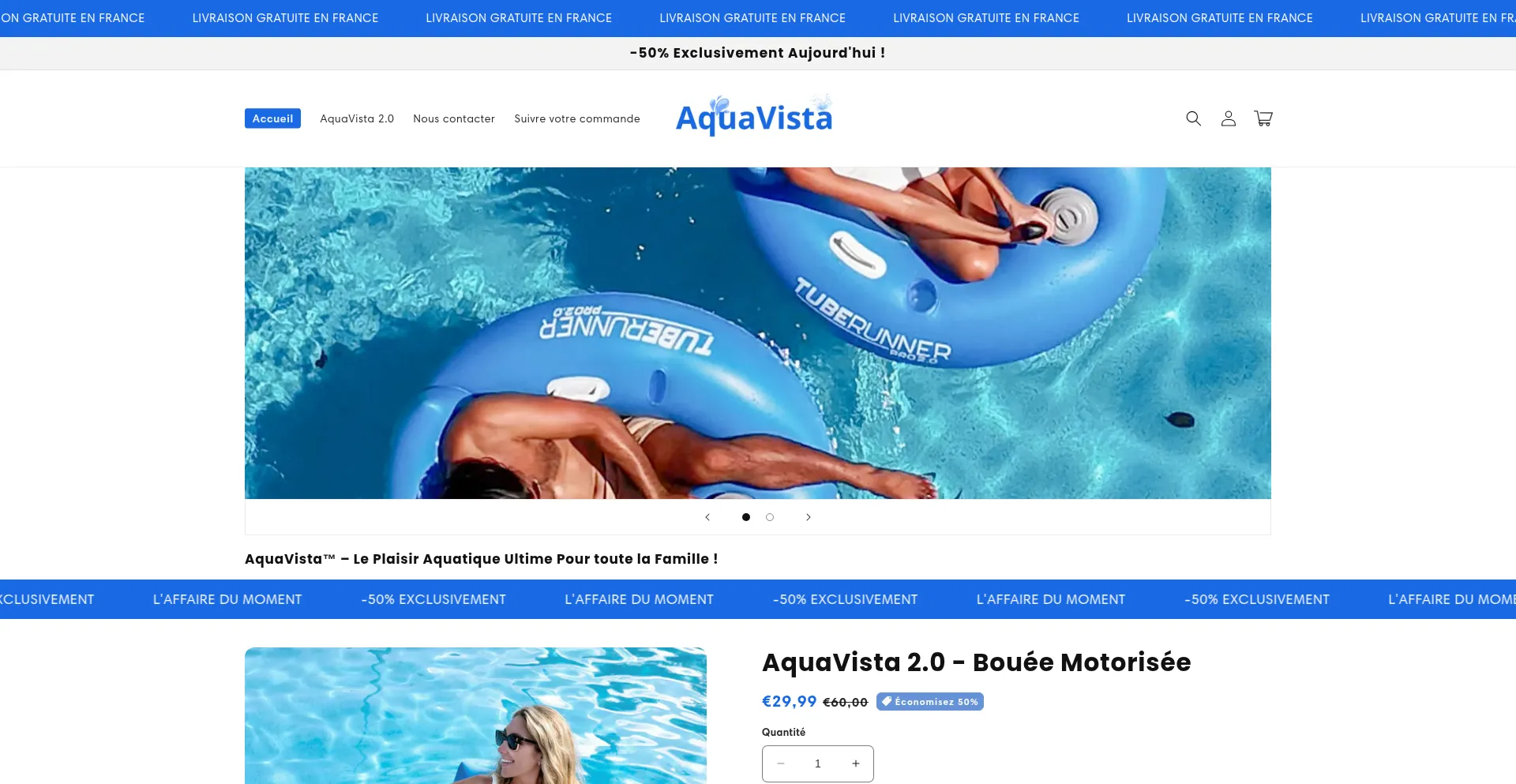 Website screenshot of Aquavista.store