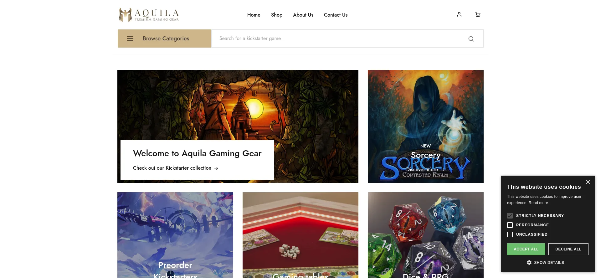 Website screenshot of Aquilagaming.be