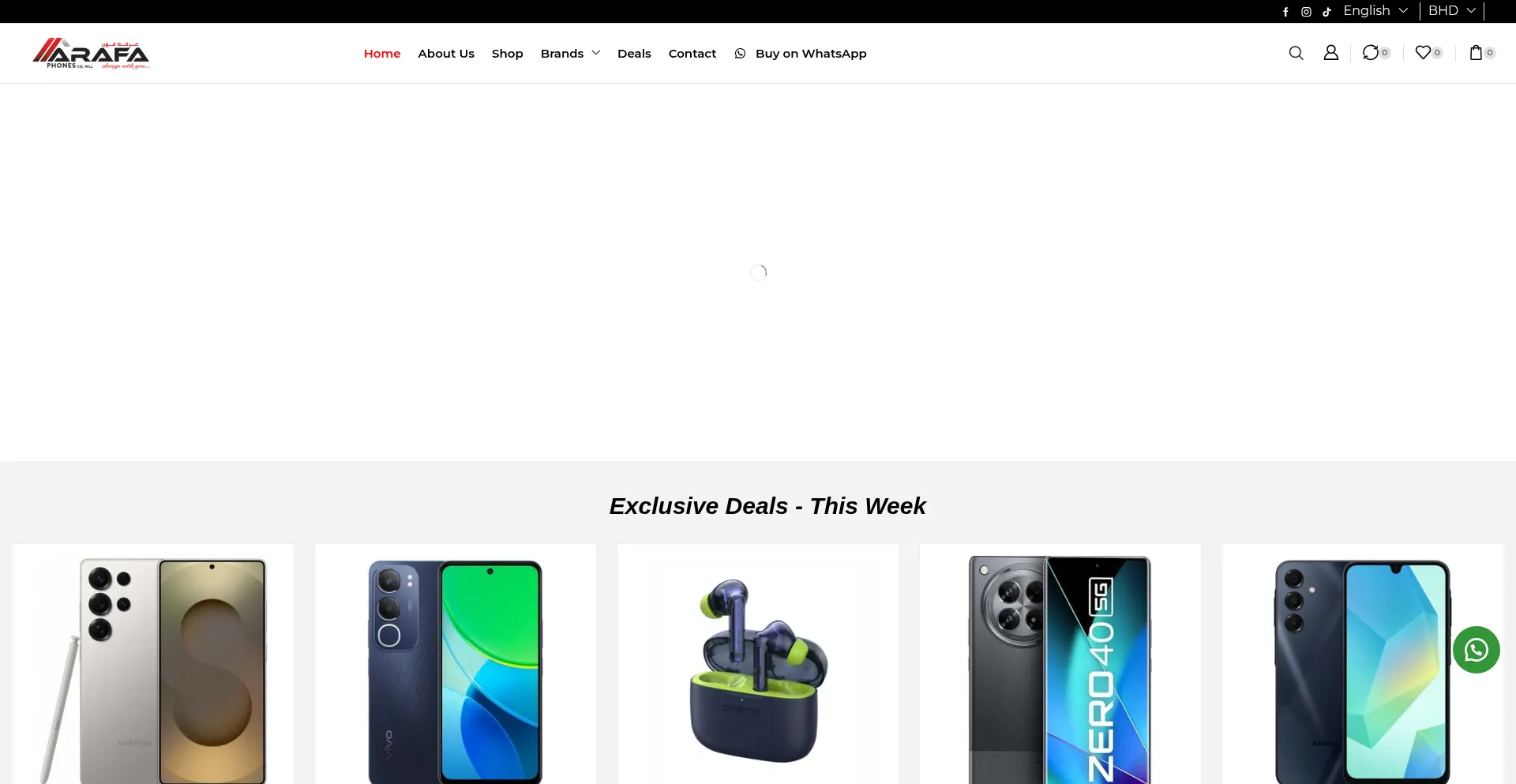 Website screenshot of Arafaphones.com
