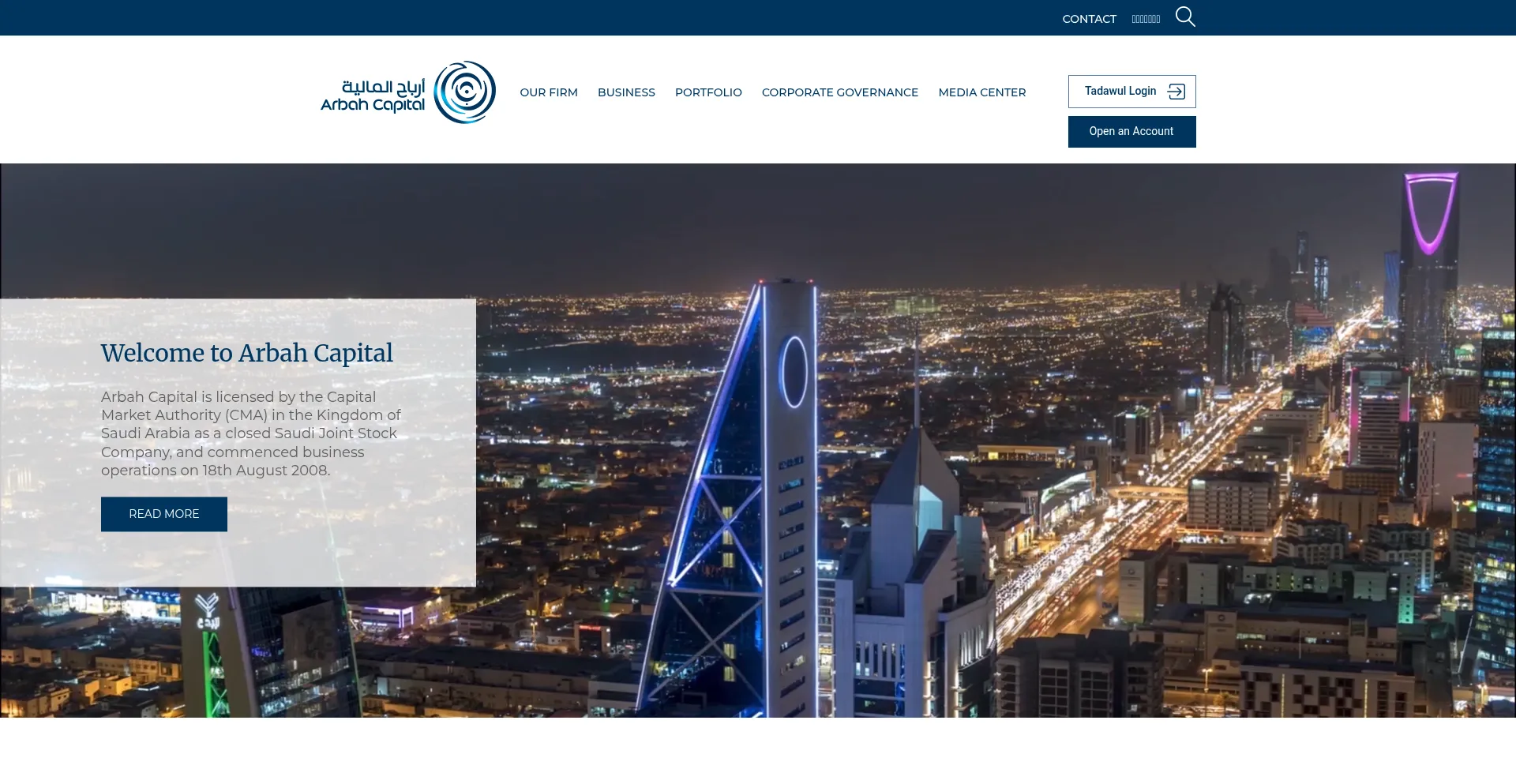 Website screenshot of Arbahcapital.com