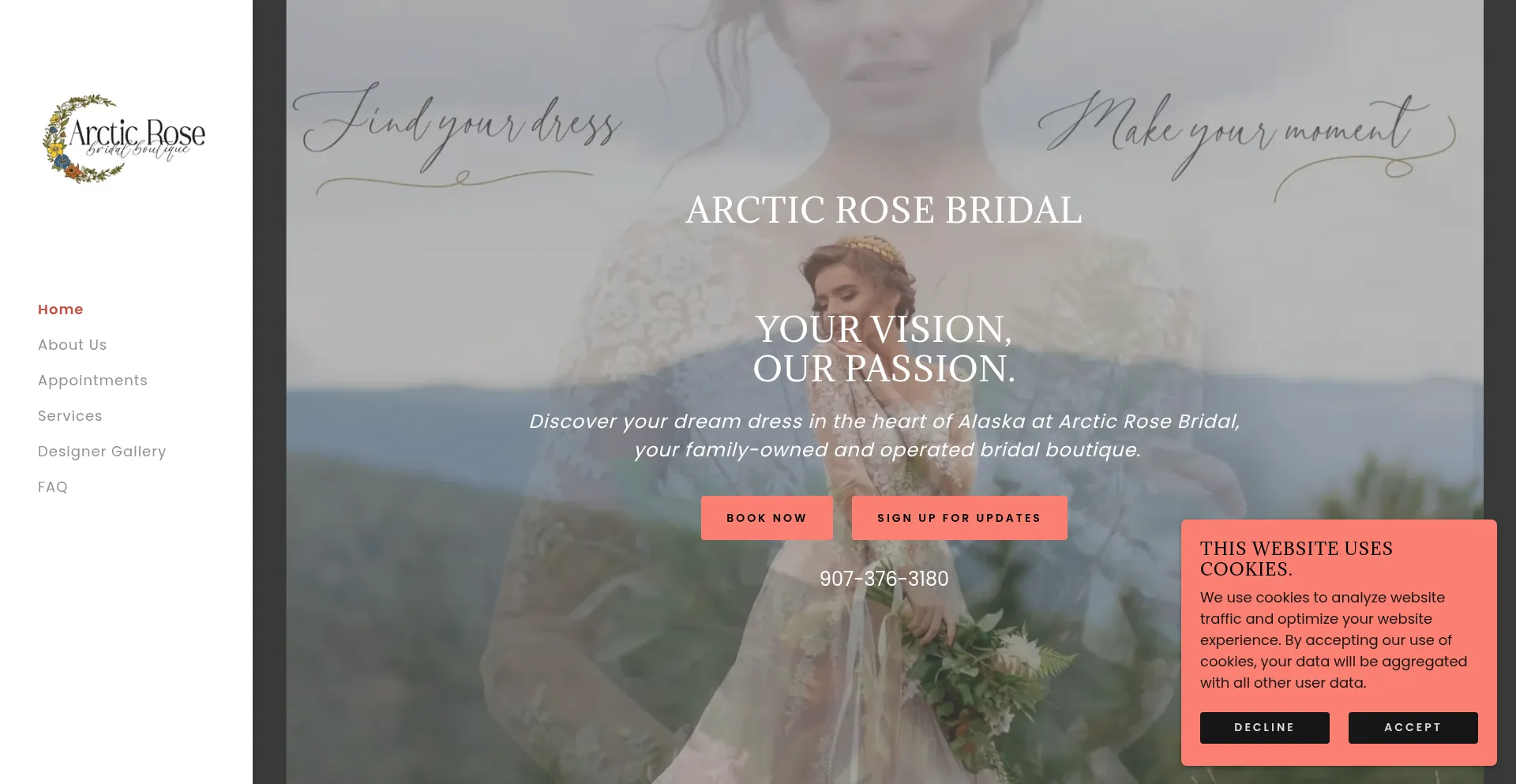 Arcticrosebridal.com Screenshot