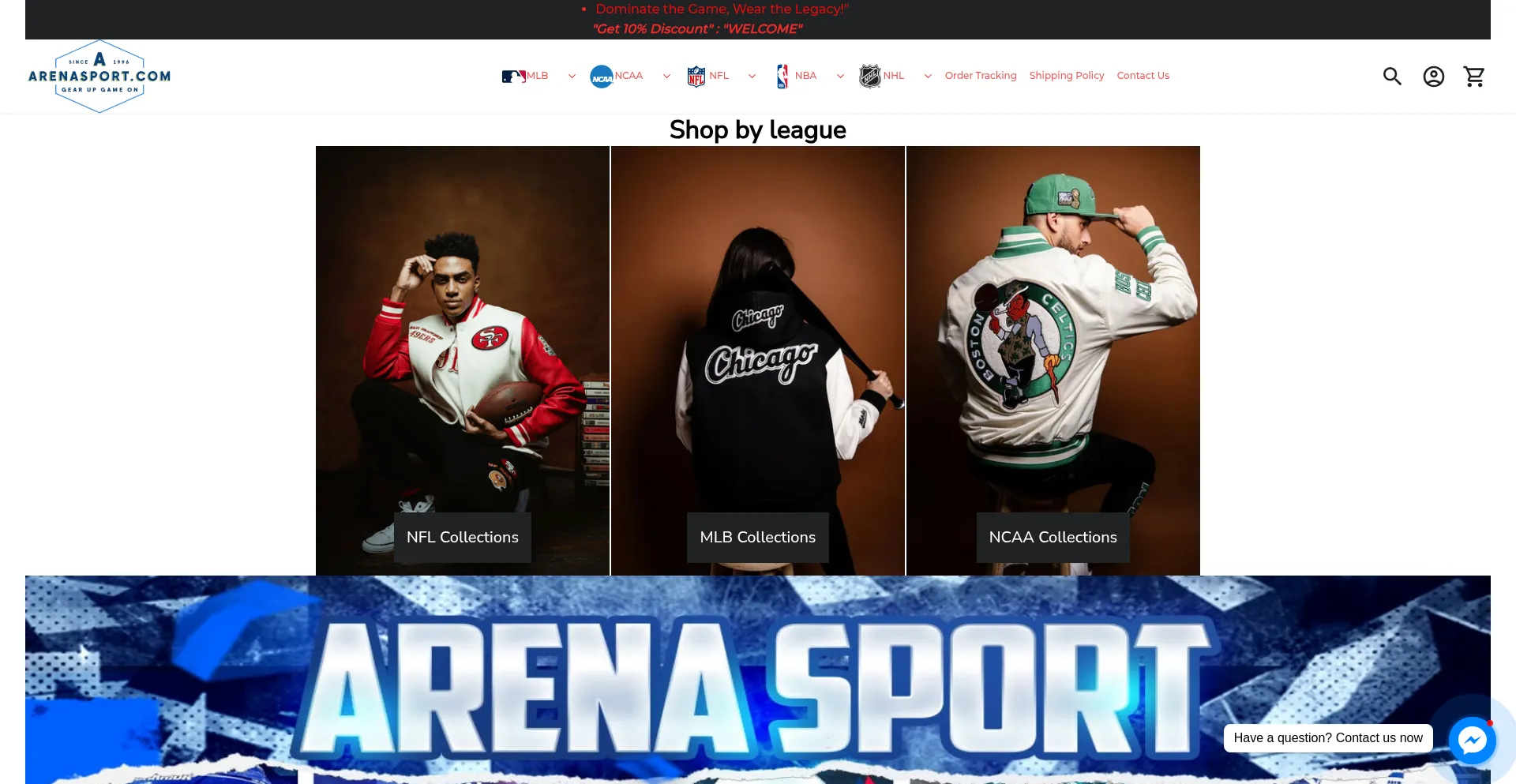 Website screenshot of Arenasprot.com