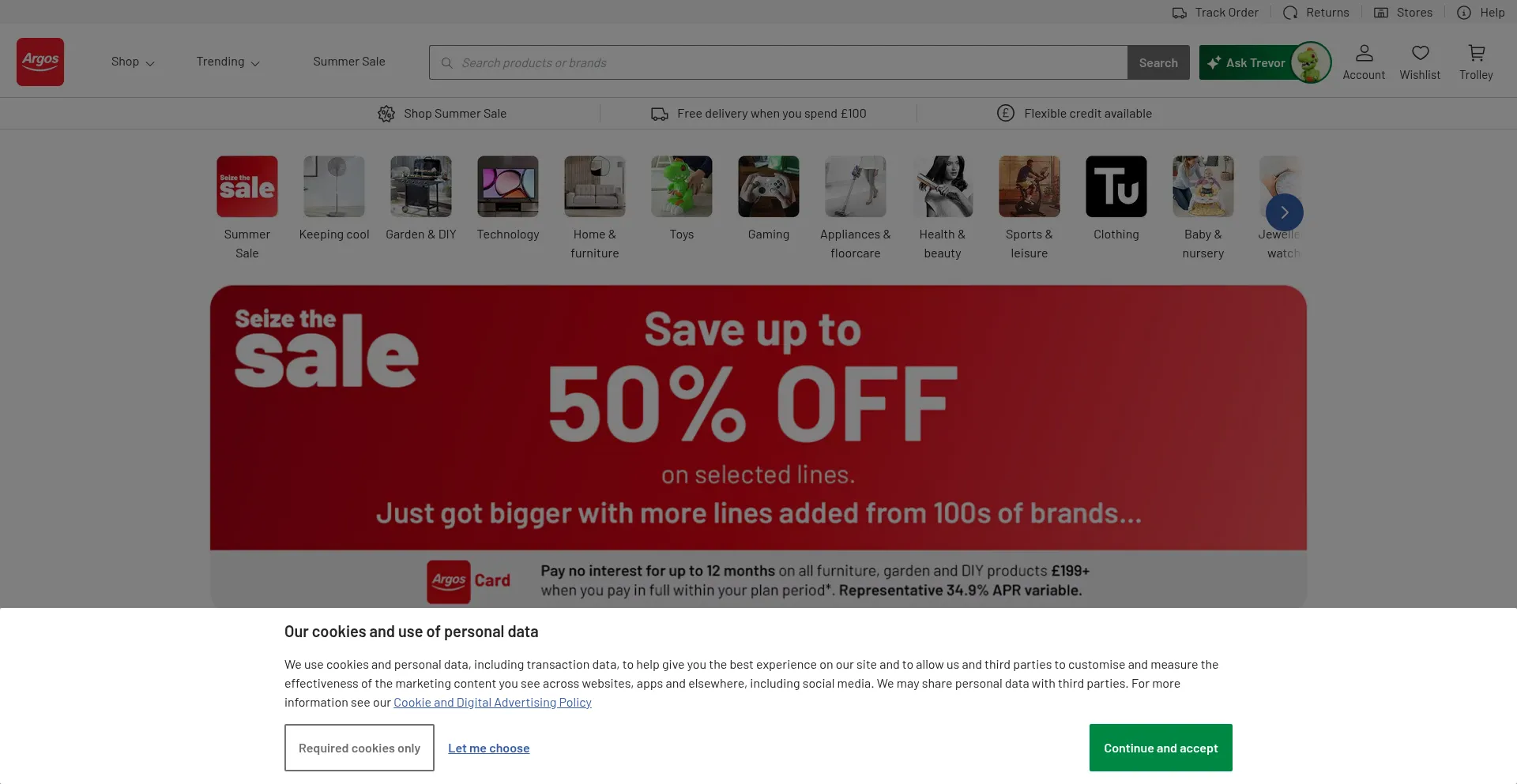Website screenshot of Argos-purchasing.com
