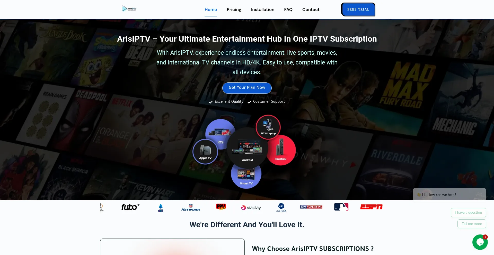 Website screenshot of Arisiptv.net