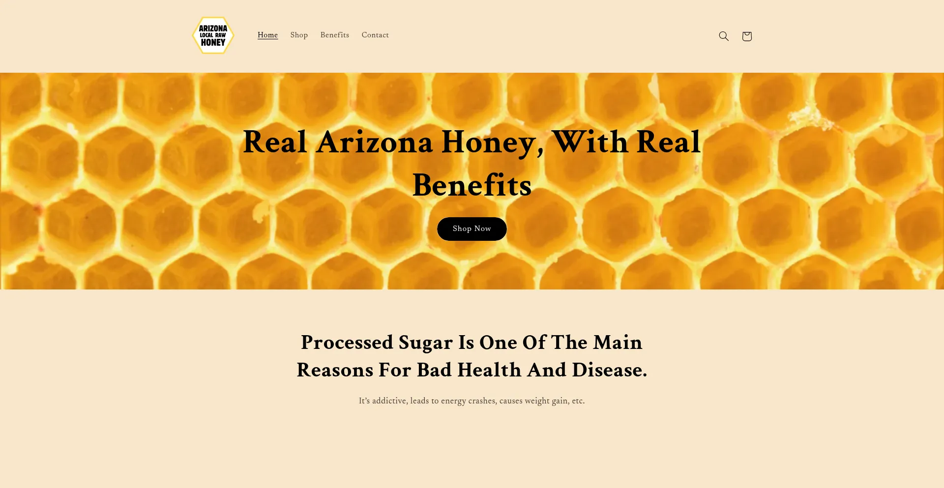 Website screenshot of Arizonalocalrawhoney.com