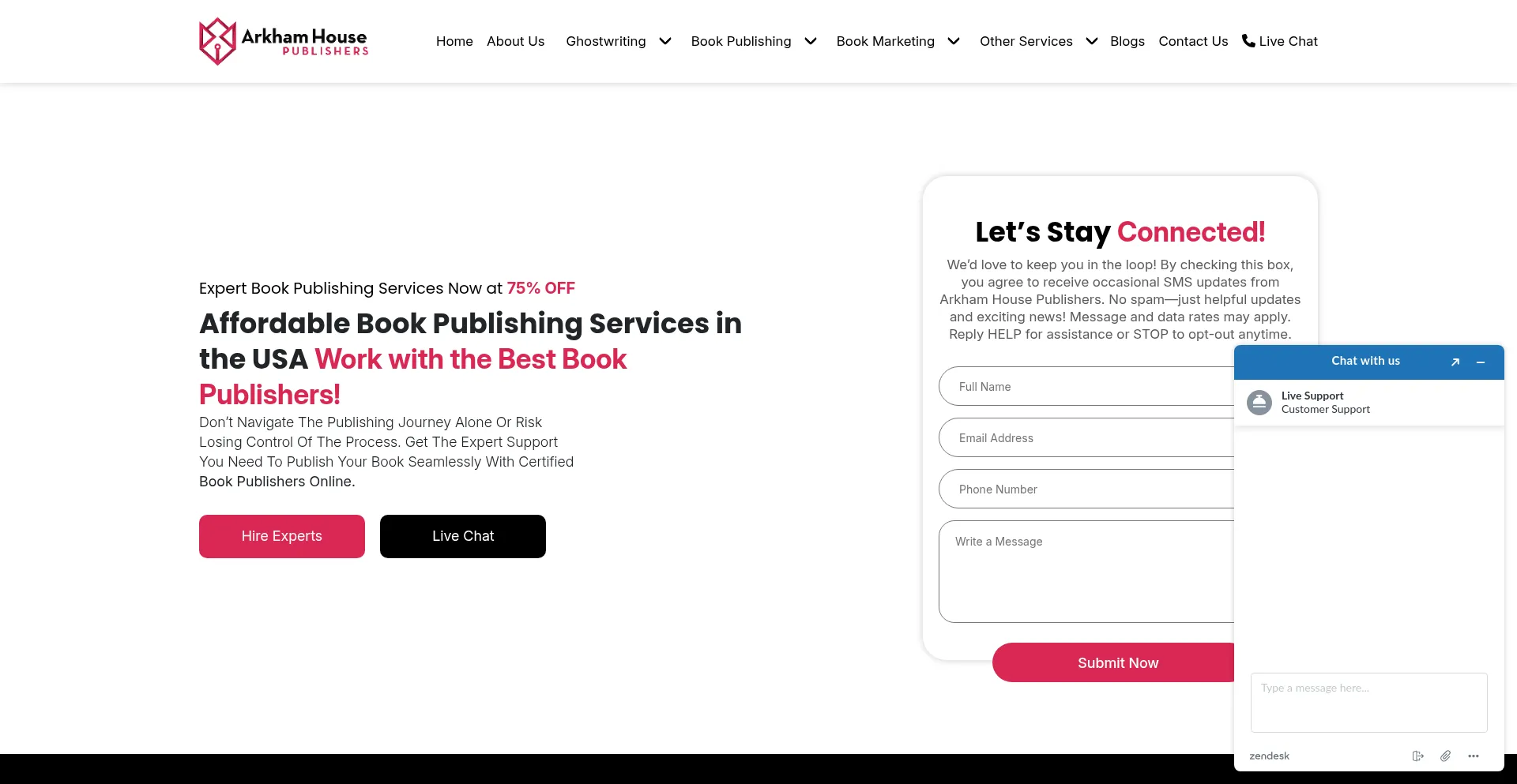 Website screenshot of Arkhamhousepublishers.com