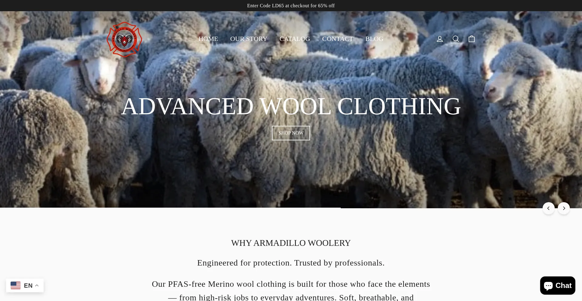 Website screenshot of Armadillowoolery.com