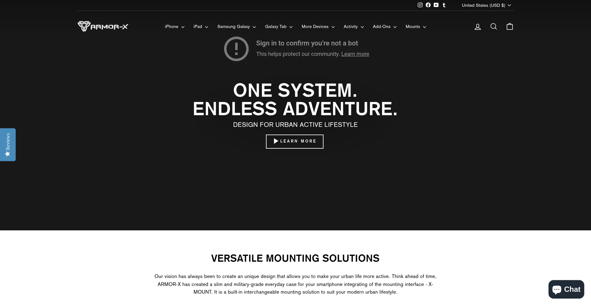 Website screenshot of Armor-x.com