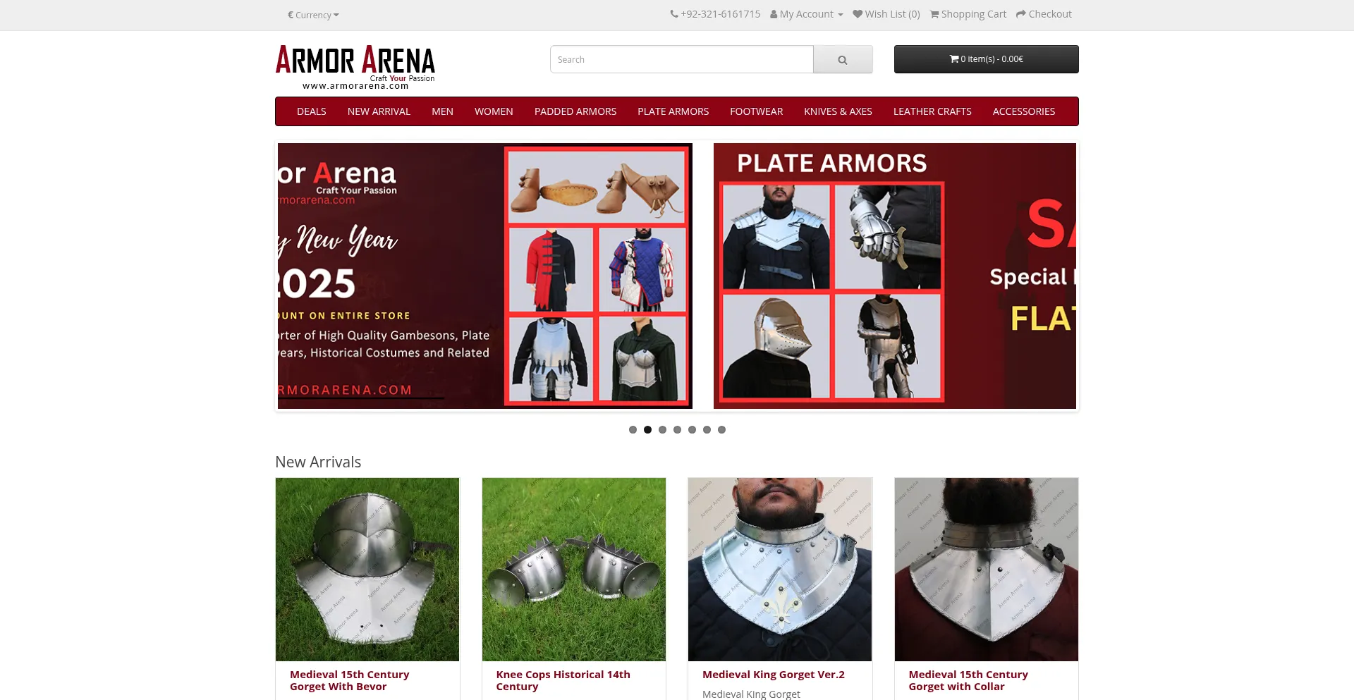 Website screenshot of Armorarena.com