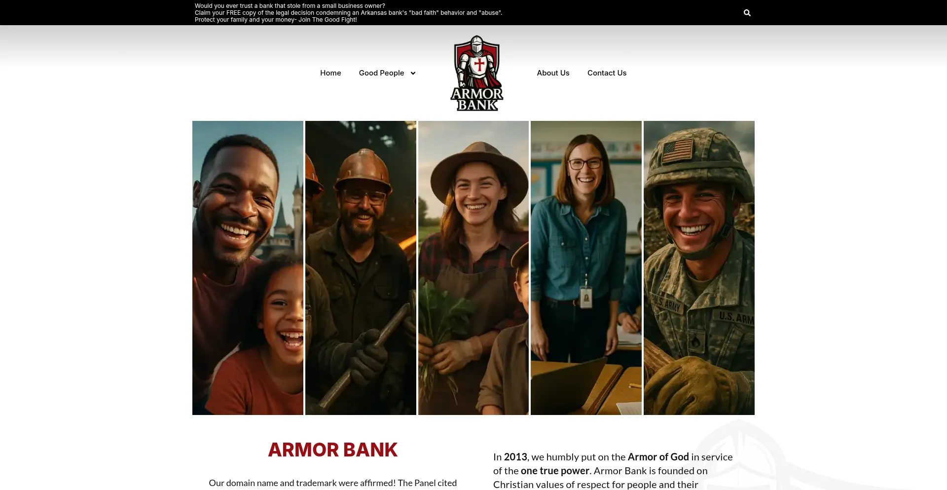 Website screenshot of Armorbank.com