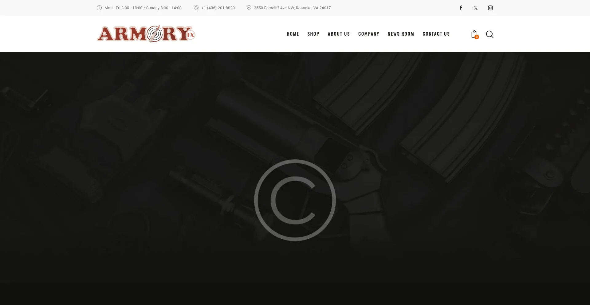 Website screenshot of Armoryfx.com