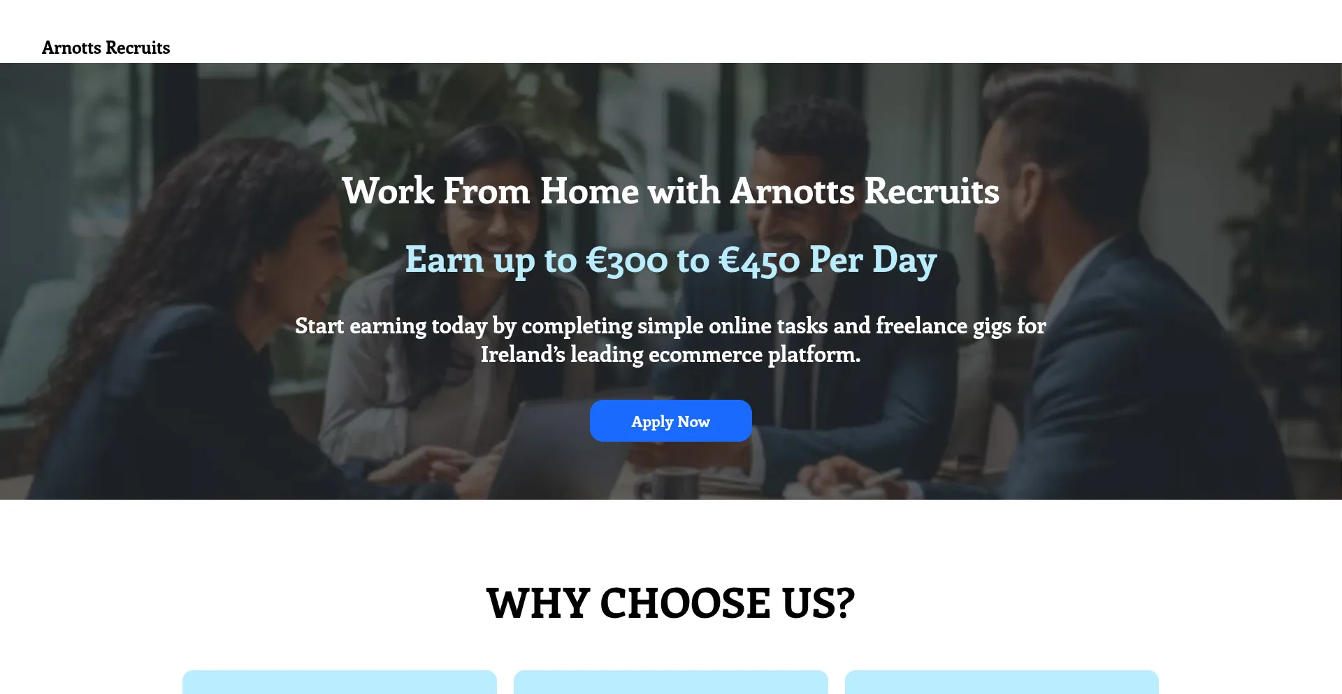Website screenshot of Arnottsrecruits.com